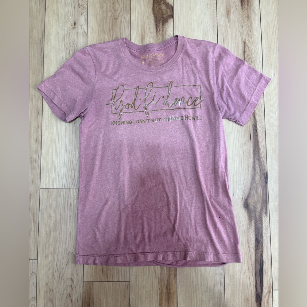 Love, Fire Lavender Tee with Gold Accents